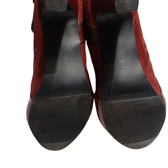 Beauty In Boots Ashley Stewart's 8W Red Wine Snake Print Boots - Picture 8 of 11